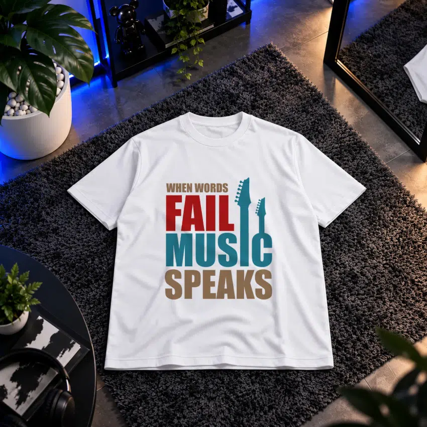 تیشرت موسیقی طرح When Words Fail Music Speaks