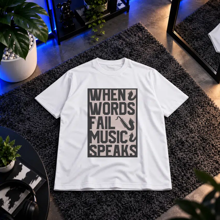 تیشرت موسیقی طرح When Words Fail Music Speaks