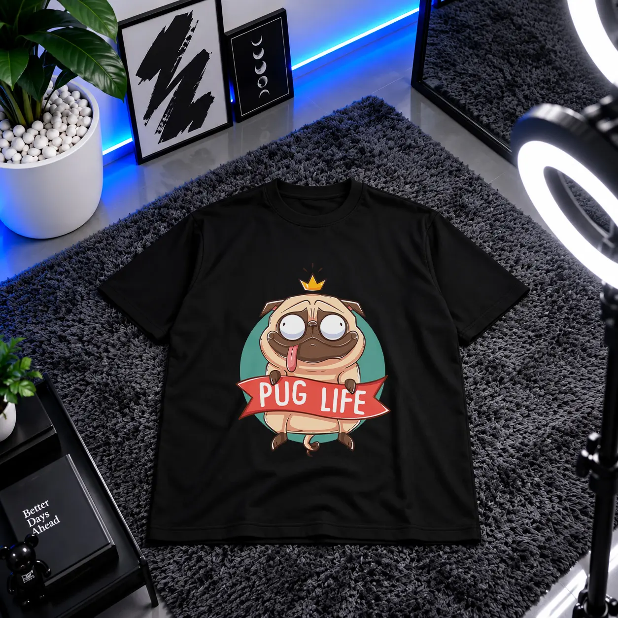 تیشرت سگ طرح Pug Life کد 8829