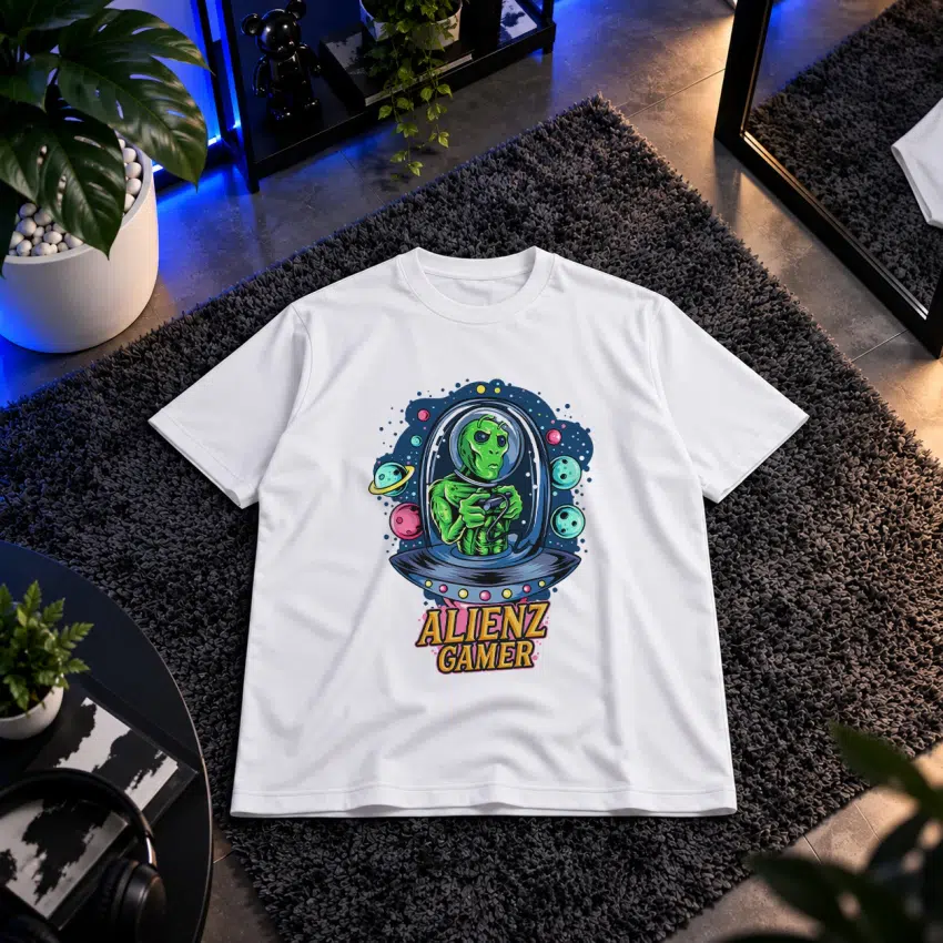 تیشرت گیمر فضایی طرح Alienz Gamer