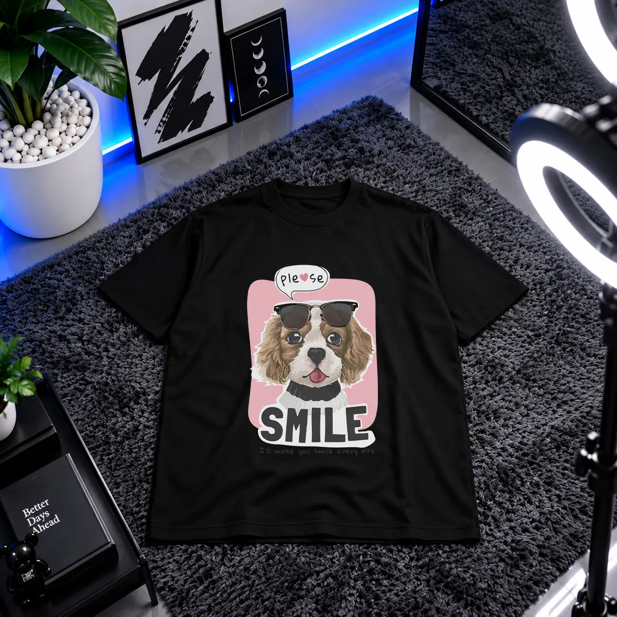 تیشرت سگ کارتونی طرح Smile کد 8887
