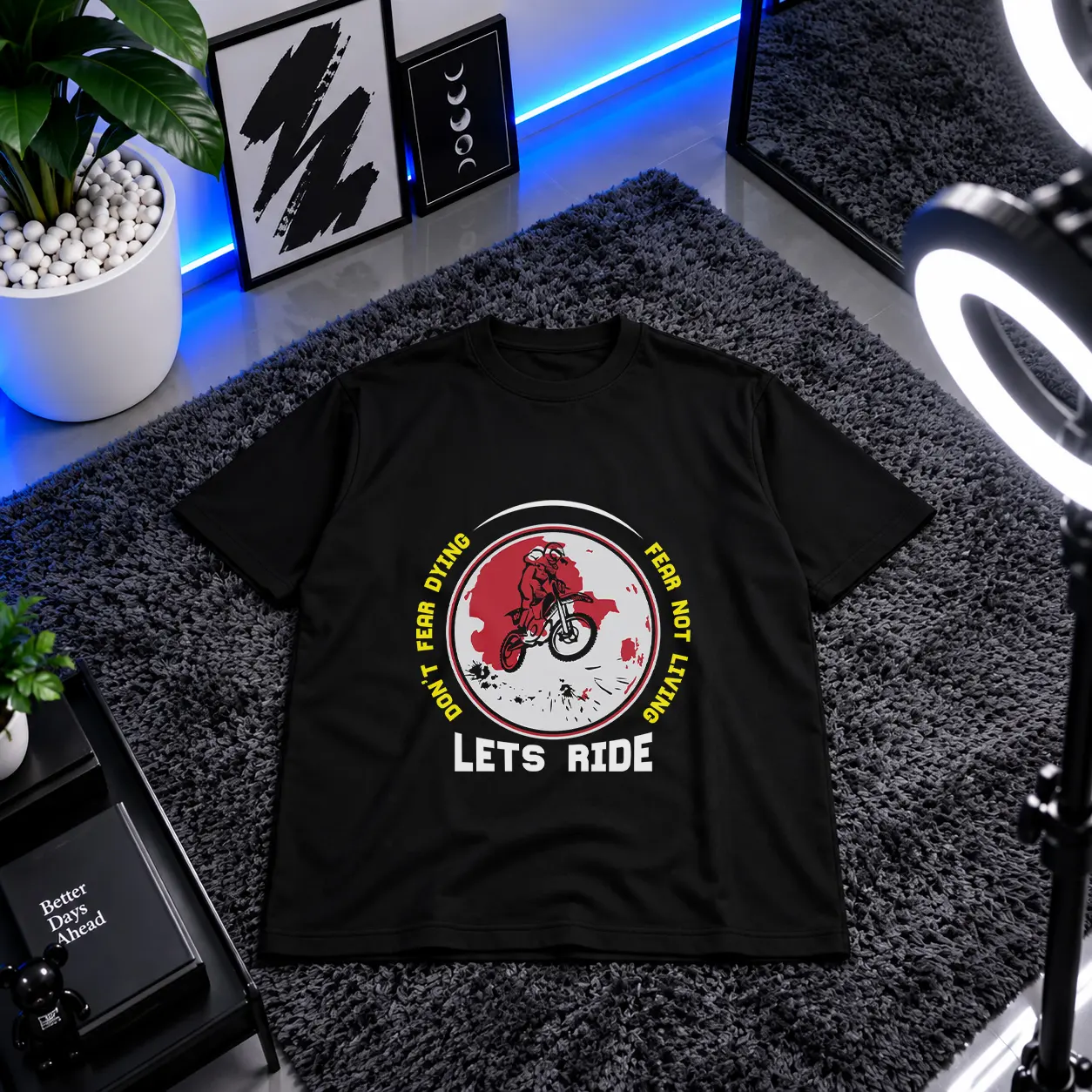 تیشرت دوچرخه‌سواری طرح Don't Fear Dying Let's Ride کد 8992