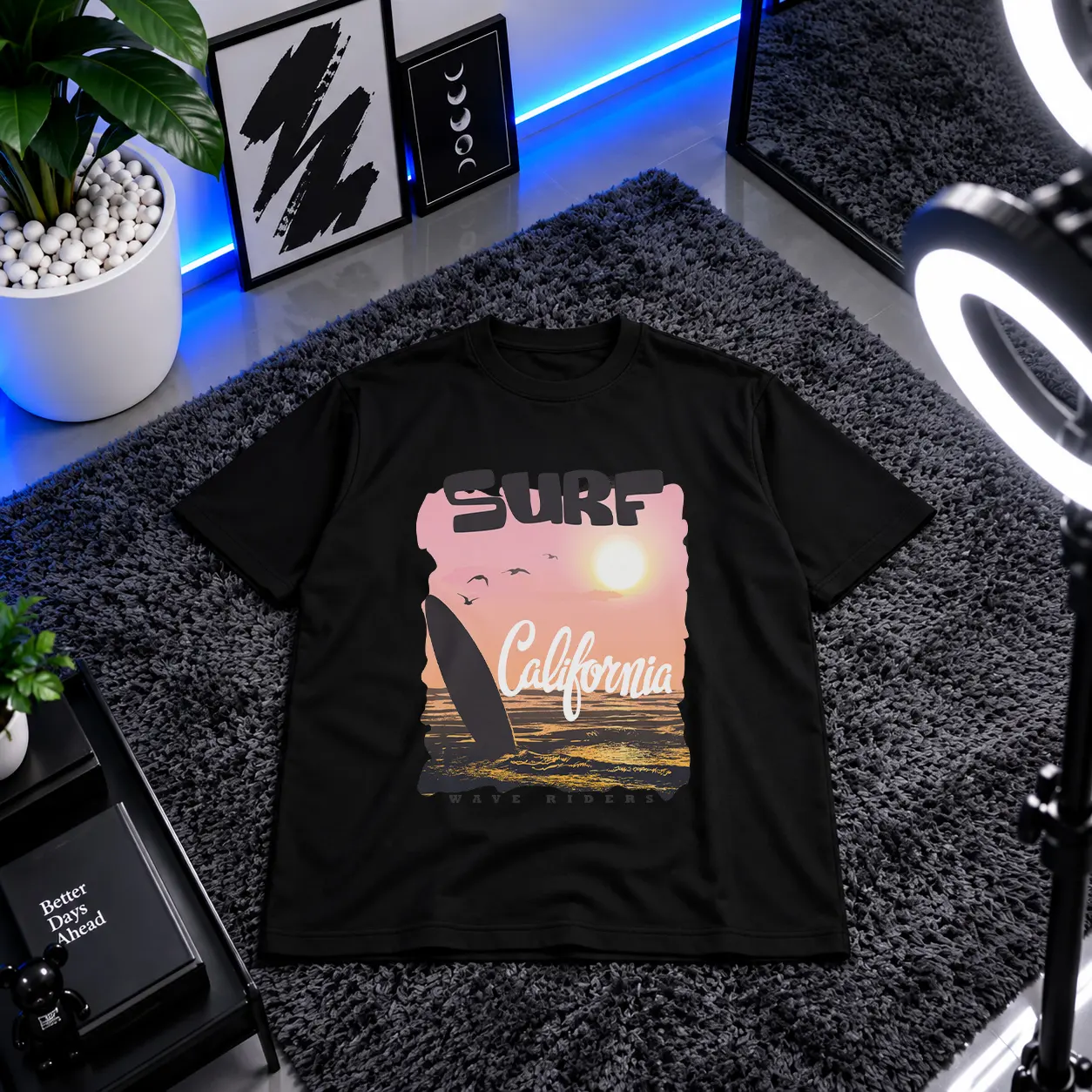 تیشرت موج‌سواری طرح Surf California کد 9064