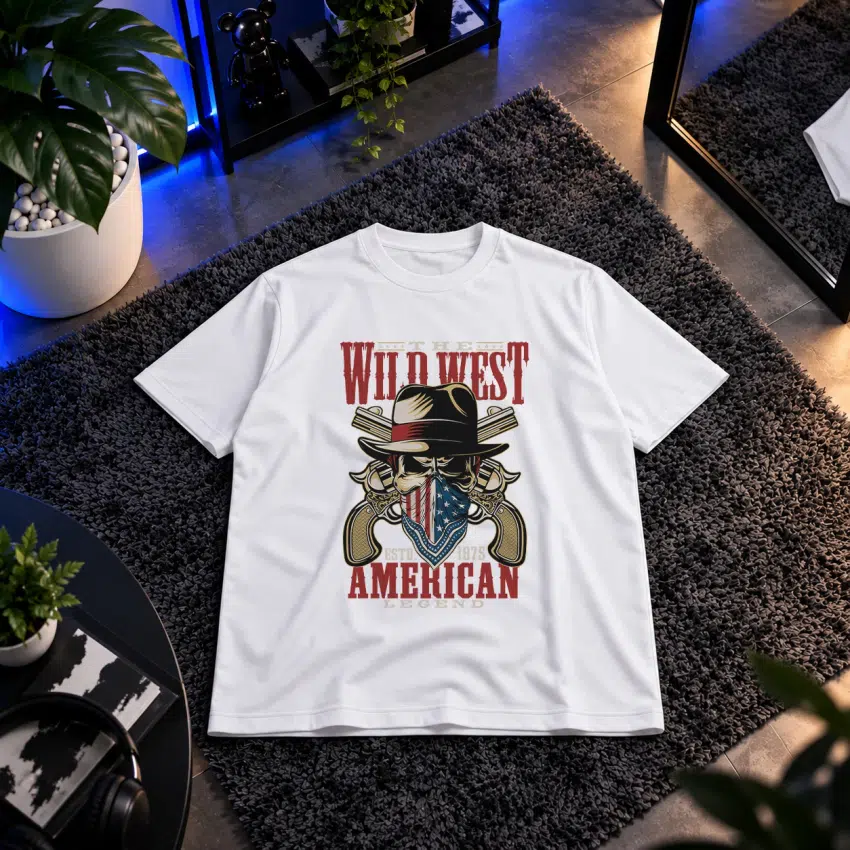 تیشرت جمجمه کابوی طرح وحشی غرب (Wild West)