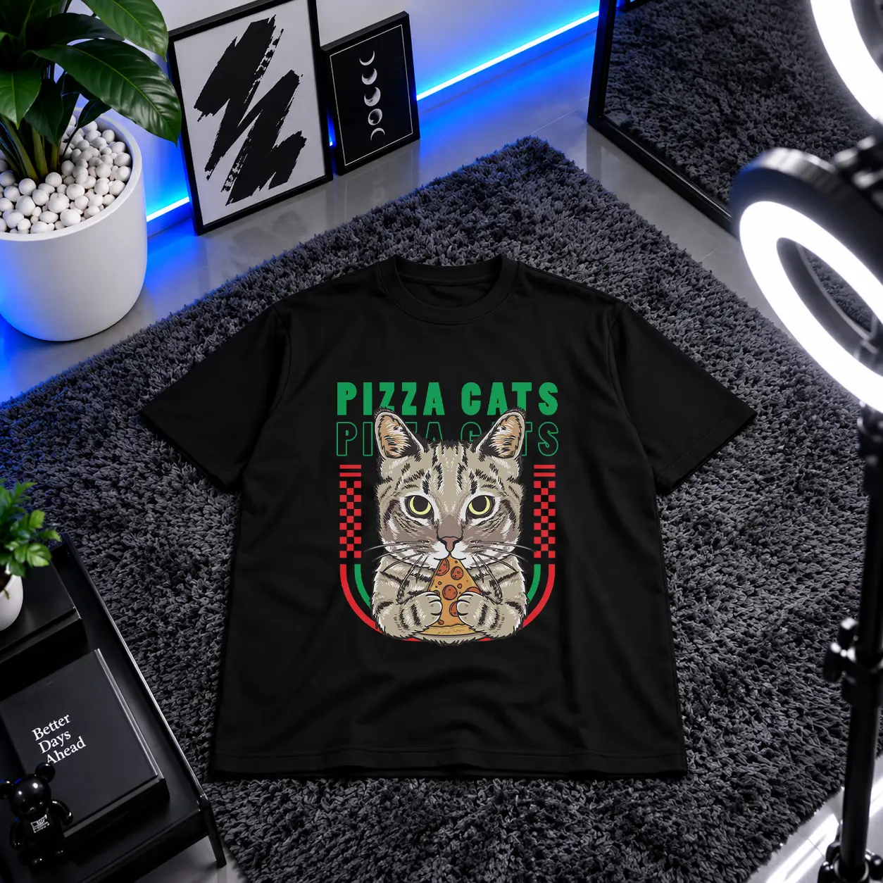تیشرت گربه طرح Pizza Cats کد 9207