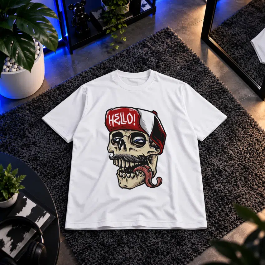 تیشرت جمجمه طرح کلاه Hello