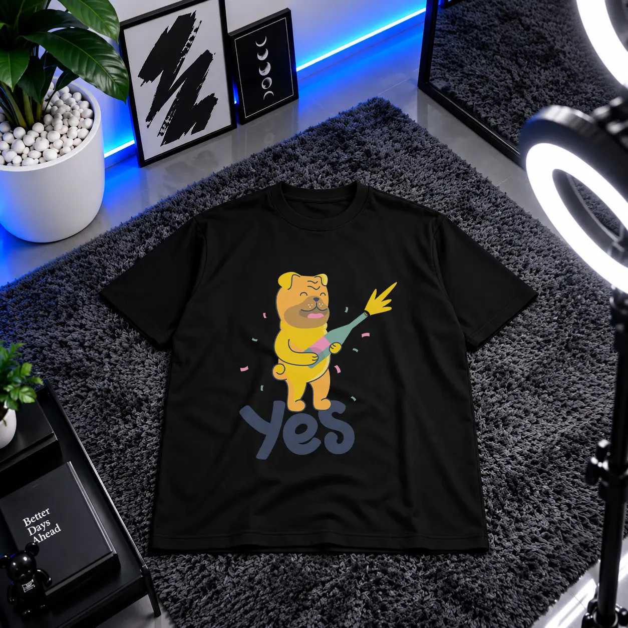 تیشرت فانتزی طرح سگ در حال جشن (Cute Dog Yes) کد 9319