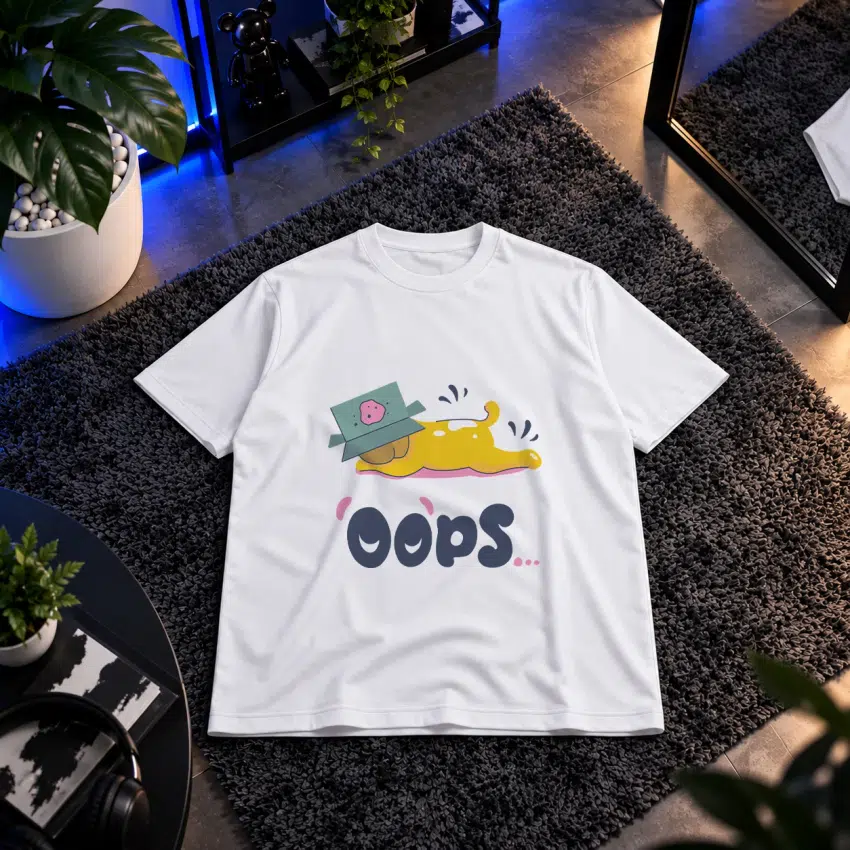 تیشرت گربه کارتونی طرح Oops