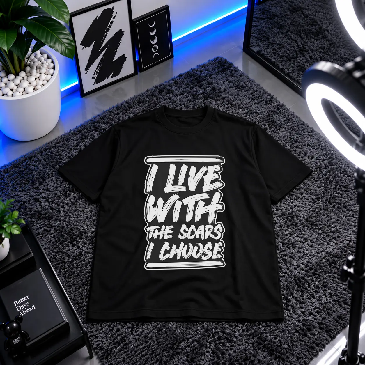 تیشرت نوشته I Live With The Scars I Choose کد 9438
