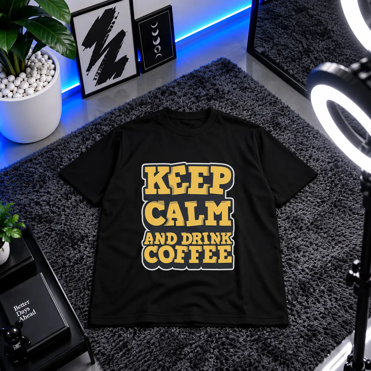 تیشرت قهوه طرح Keep Calm And Drink Coffee کد 9495