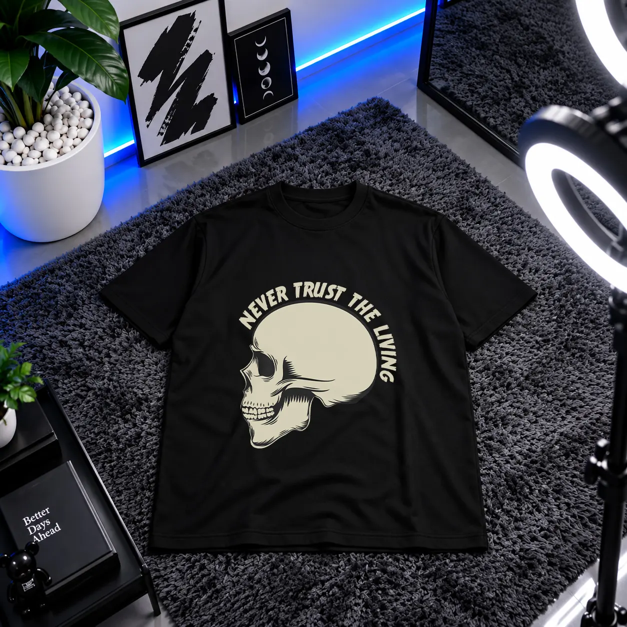 تیشرت جمجمه طرح Never Trust The Living کد 9499