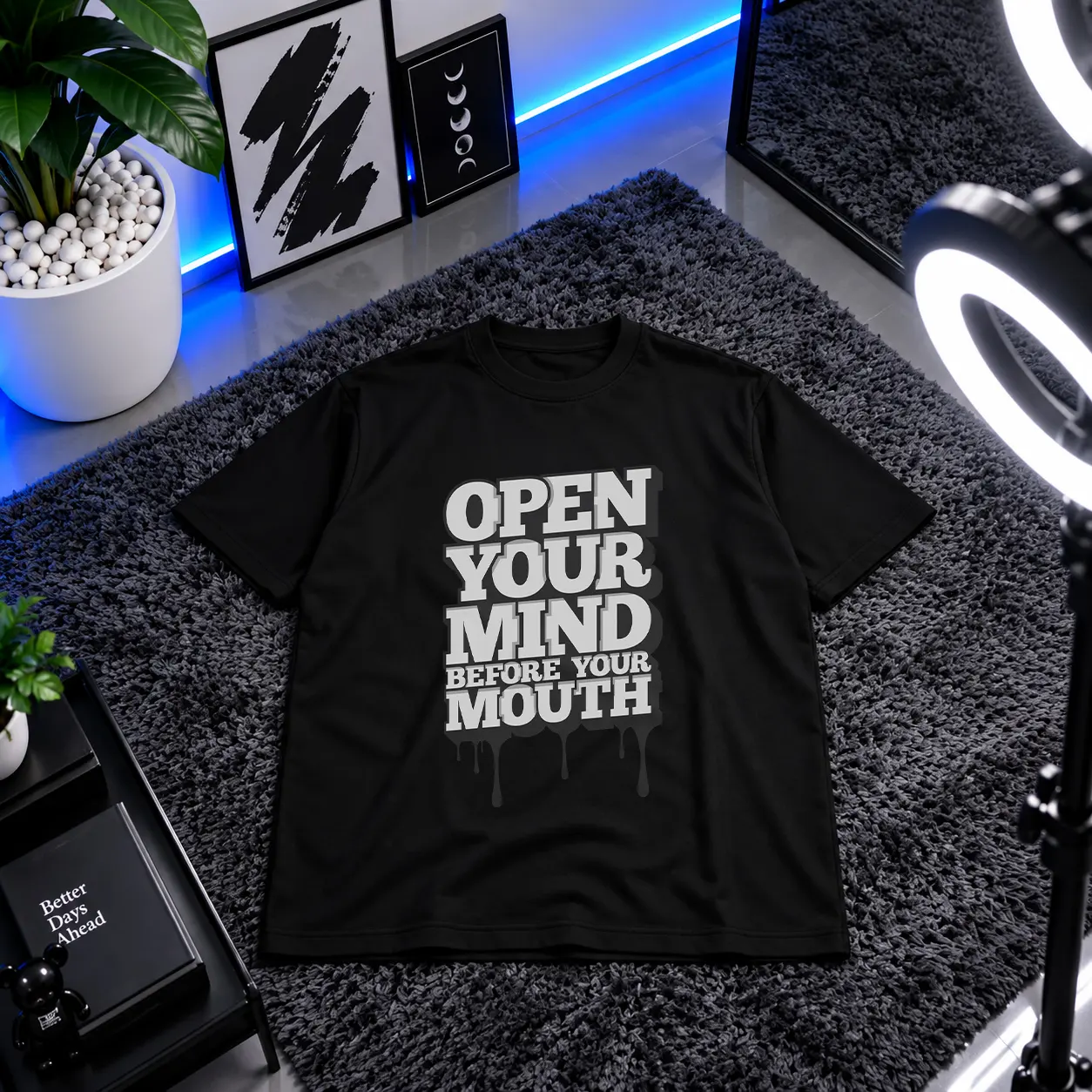 تیشرت نوشته Open Your Mind Before Your Mouth کد 9500