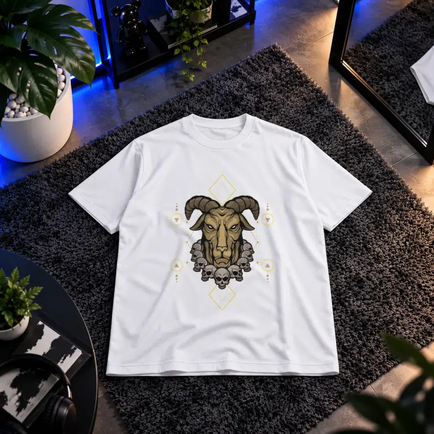 تیشرت بز شیطانی طرح جمجمه‌ها