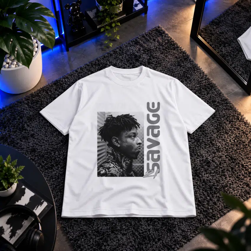 تیشرت 21 Savage طرح پرتره و تایپوگرافی