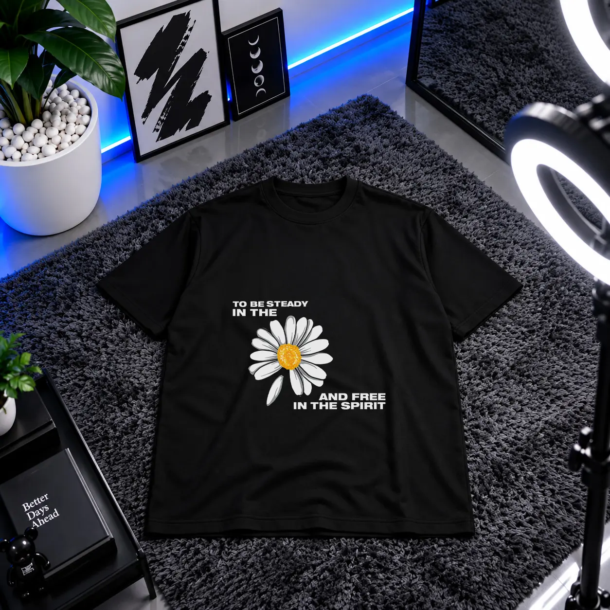 تیشرت گل بابونه طرح Free In The Spirit کد 9591