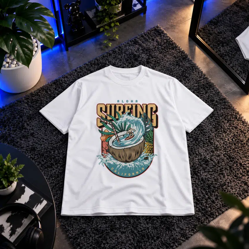 تیشرت موج‌سواری طرح Aloha Surfing