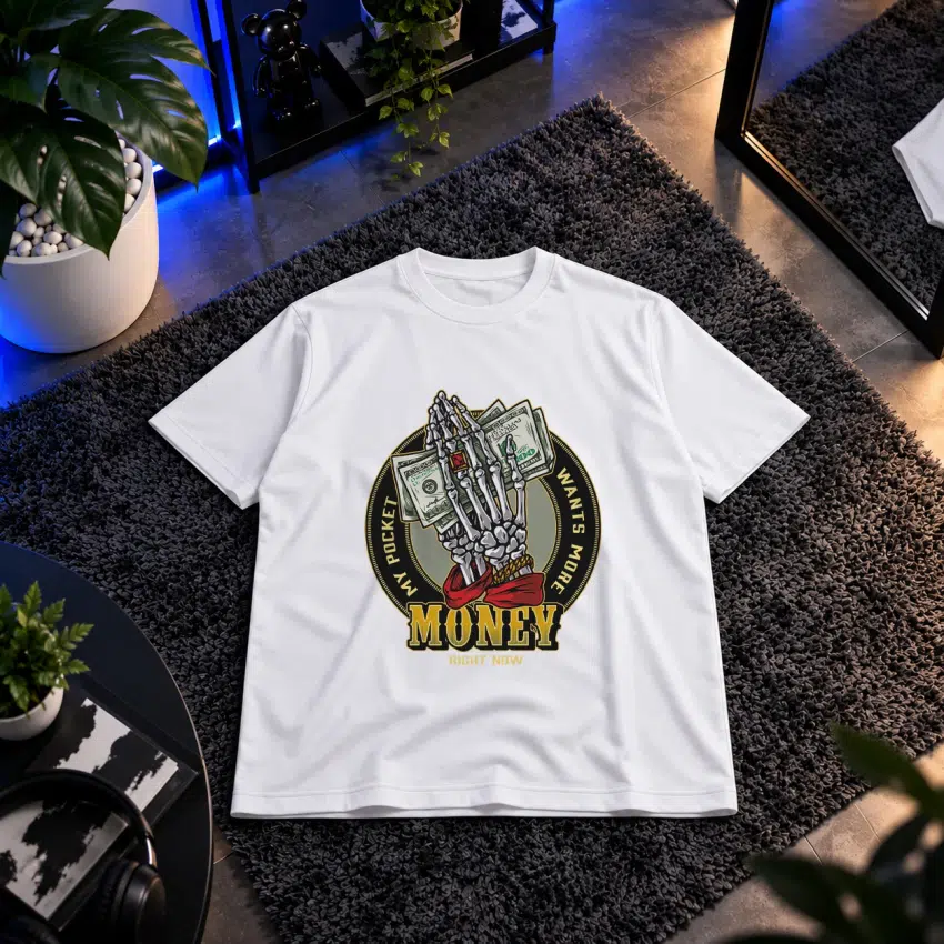 تیشرت دست اسکلت طرح Money Right Now