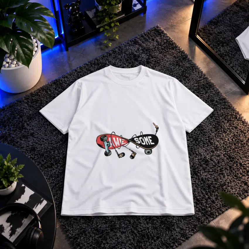 تیشرت اسکیت‌بورد طرح Awesome