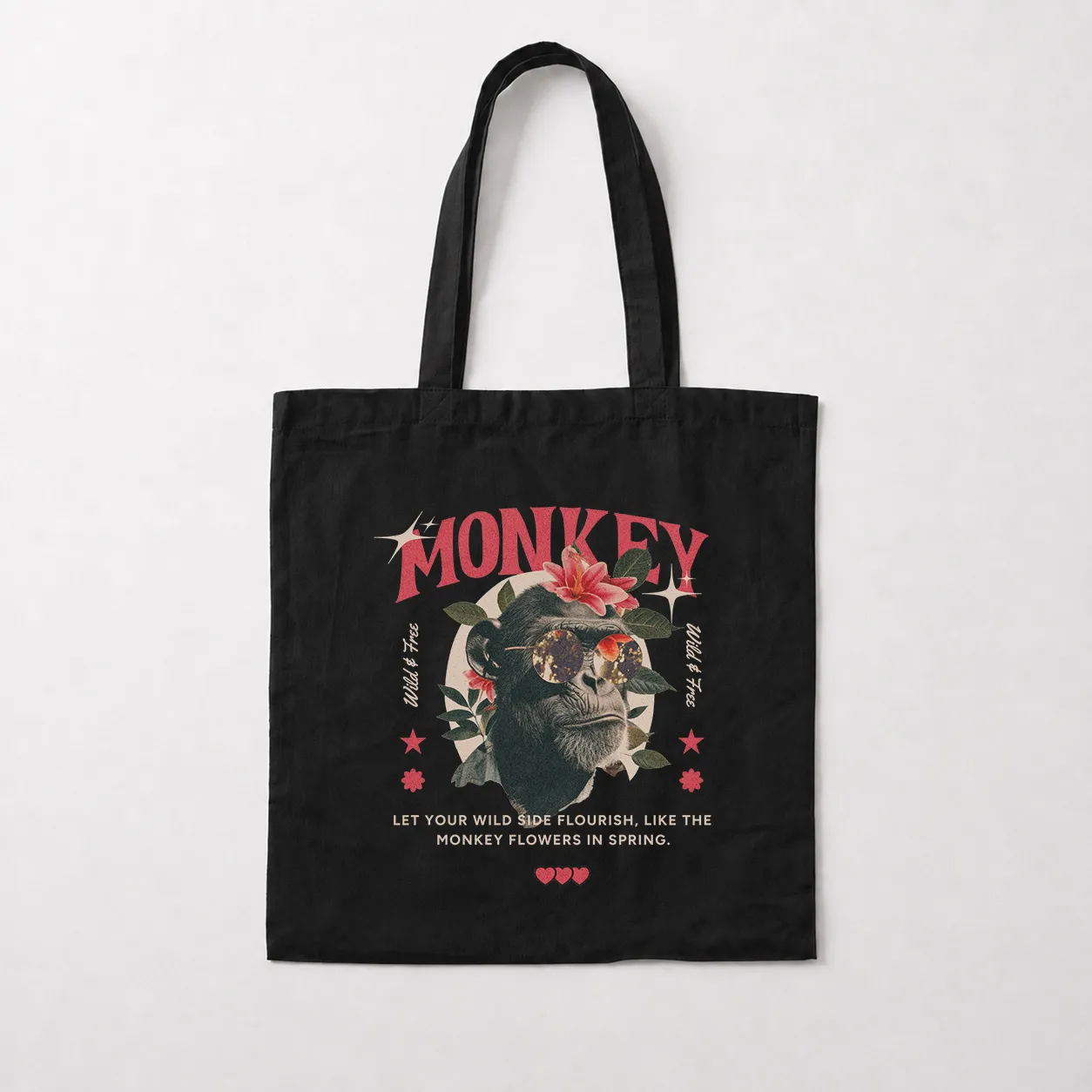 توت بگ میمون طرح گل‌دار وینتیج (Monkey) کد 24233