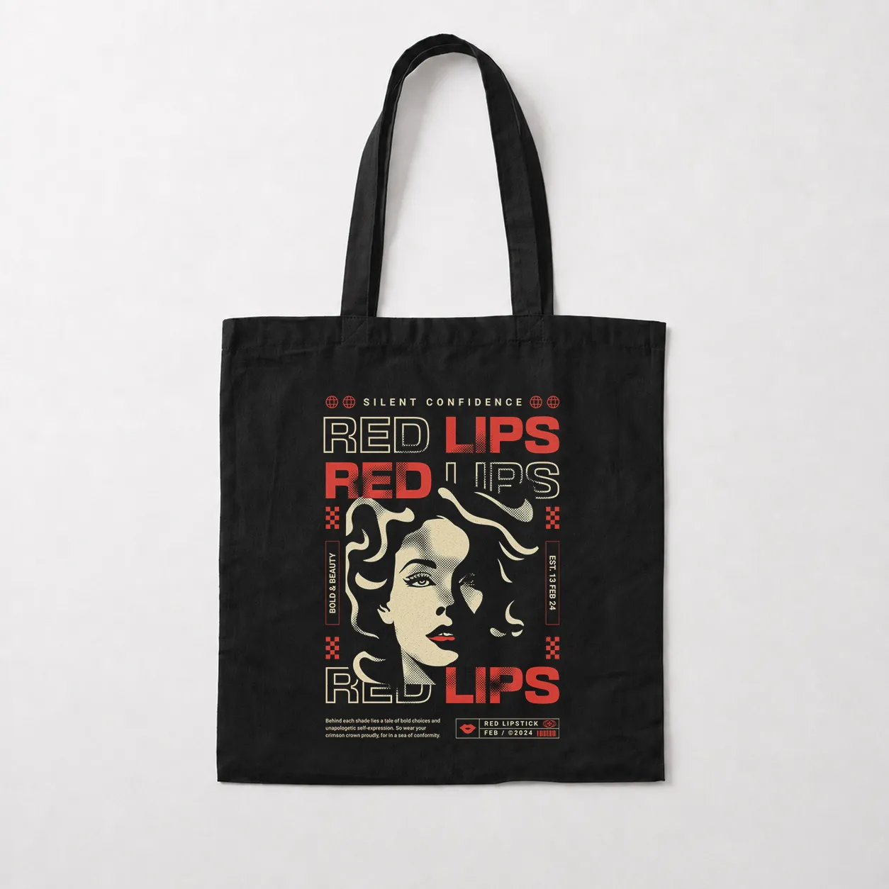 توت بگ پرتره زن طرح Red Lips کد 26446