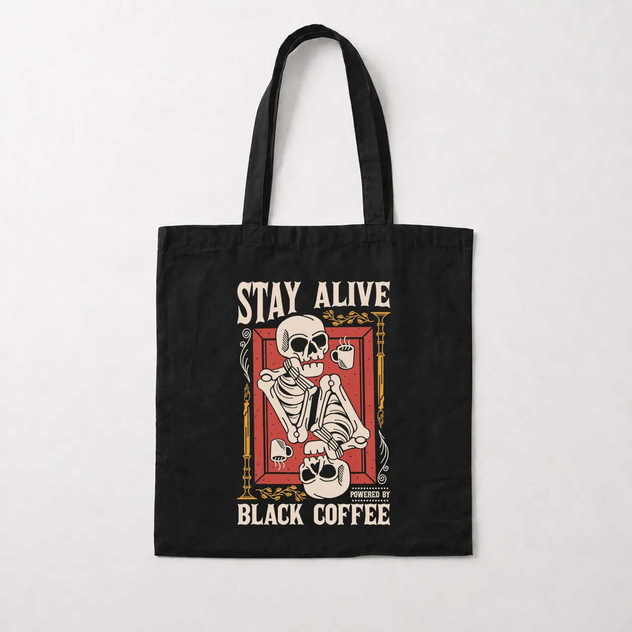توت بگ جمجمه طرح Stay Alive Black Coffee کد 28360