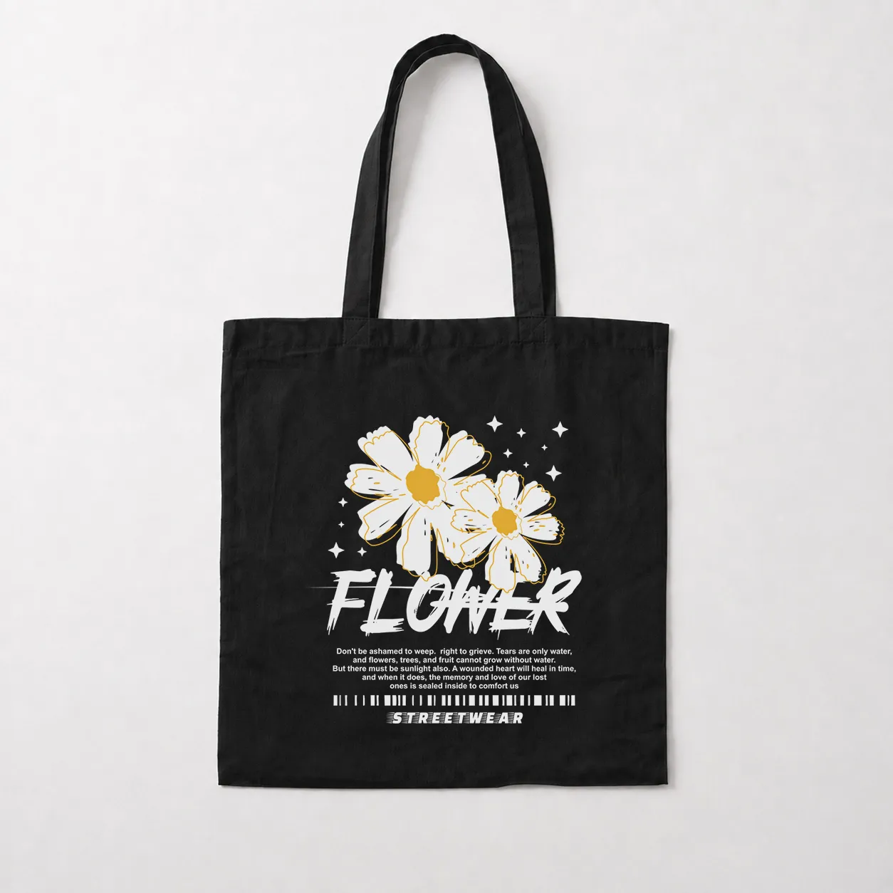 توت بگ گل سفید طرح Flower Streetwear کد 28804
