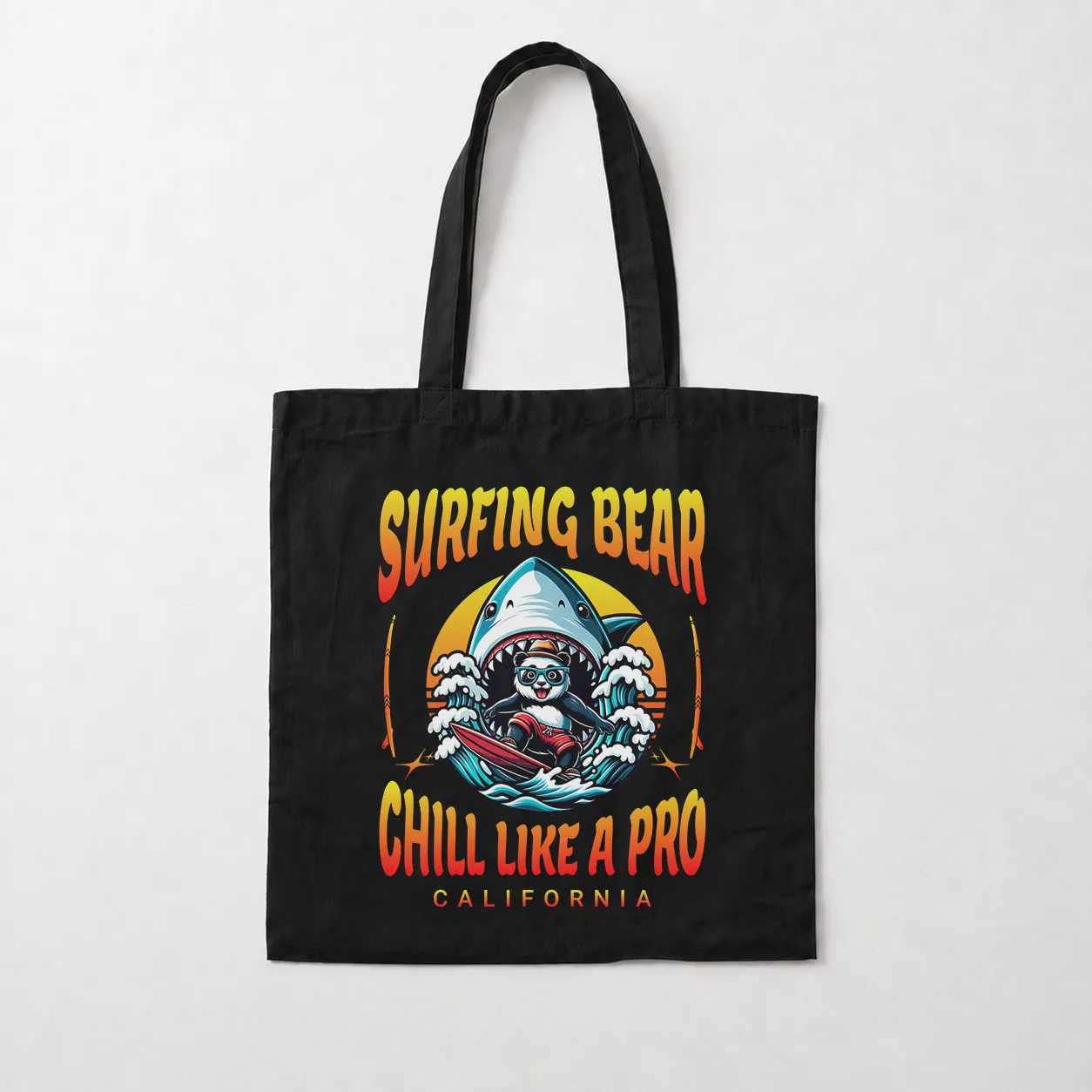 توت بگ تابستانی خرس موج‌سوار طرح Surfing Bear کد 29099