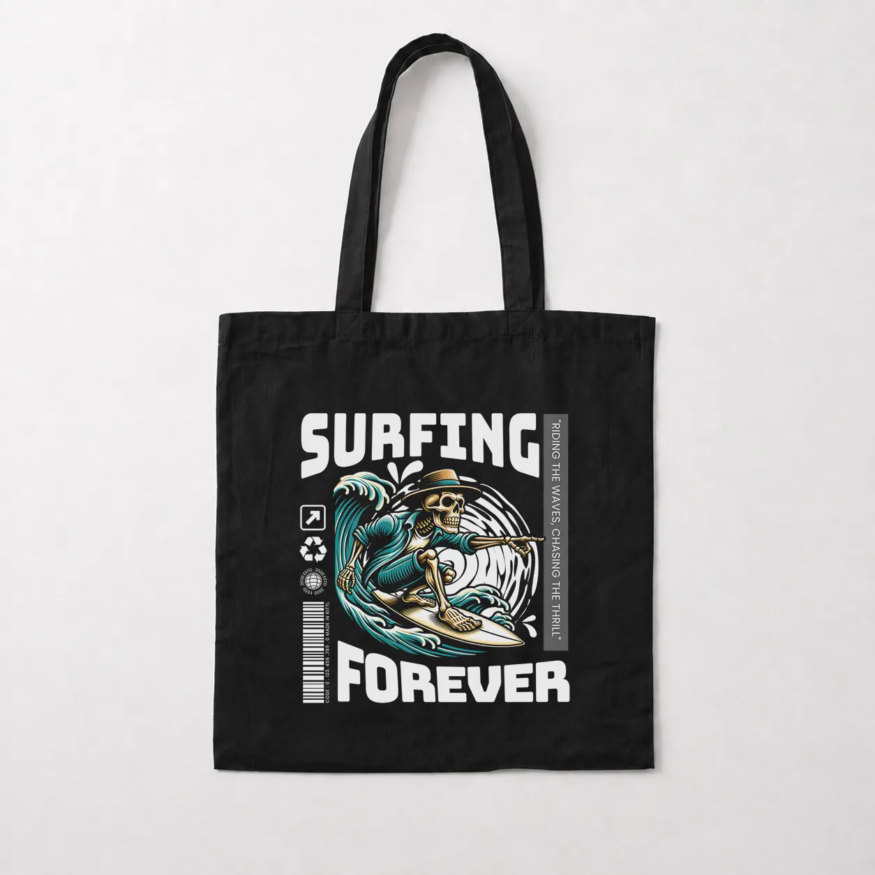 توت بگ تابستانی اسکلت موج‌سوار طرح Surfing Forever کد 29100