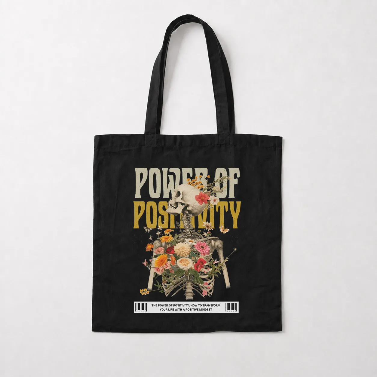 توت بگ انگیزشی اسکلت و گل طرح Power of Positivity کد 29504