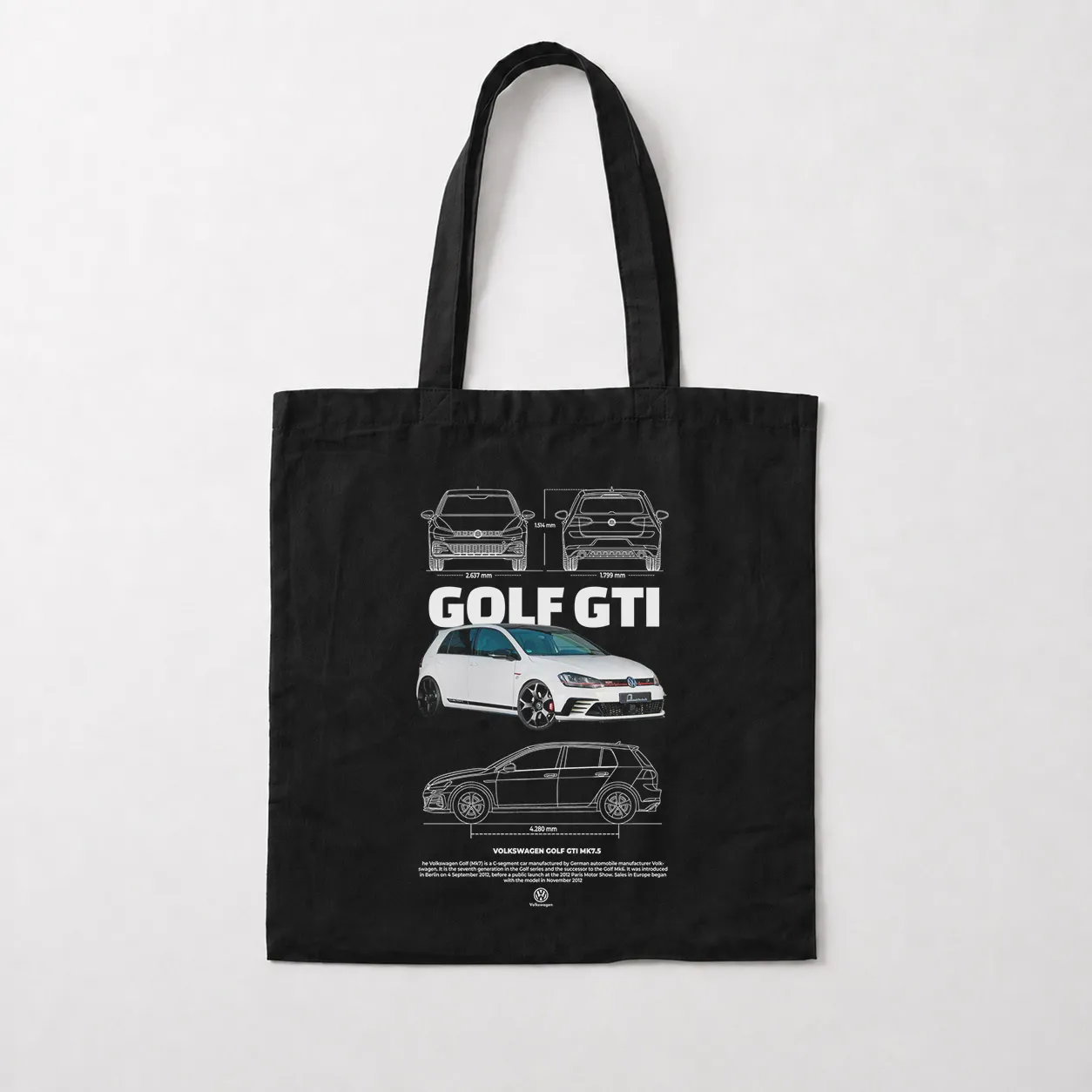 توت بگ فولکس واگن گلف GTI طرح سفید کد 31489