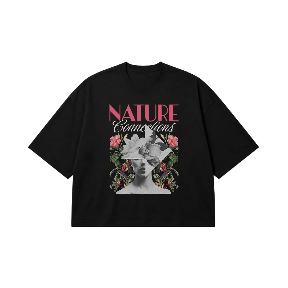 تیشرت باکسی طرح طبیعت و گل Nature Connections کد 24621
