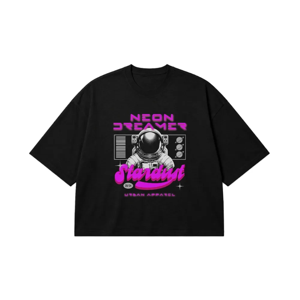 تیشرت باکسی فضانورد طرح Neon Dreamer Stardust کد 24629