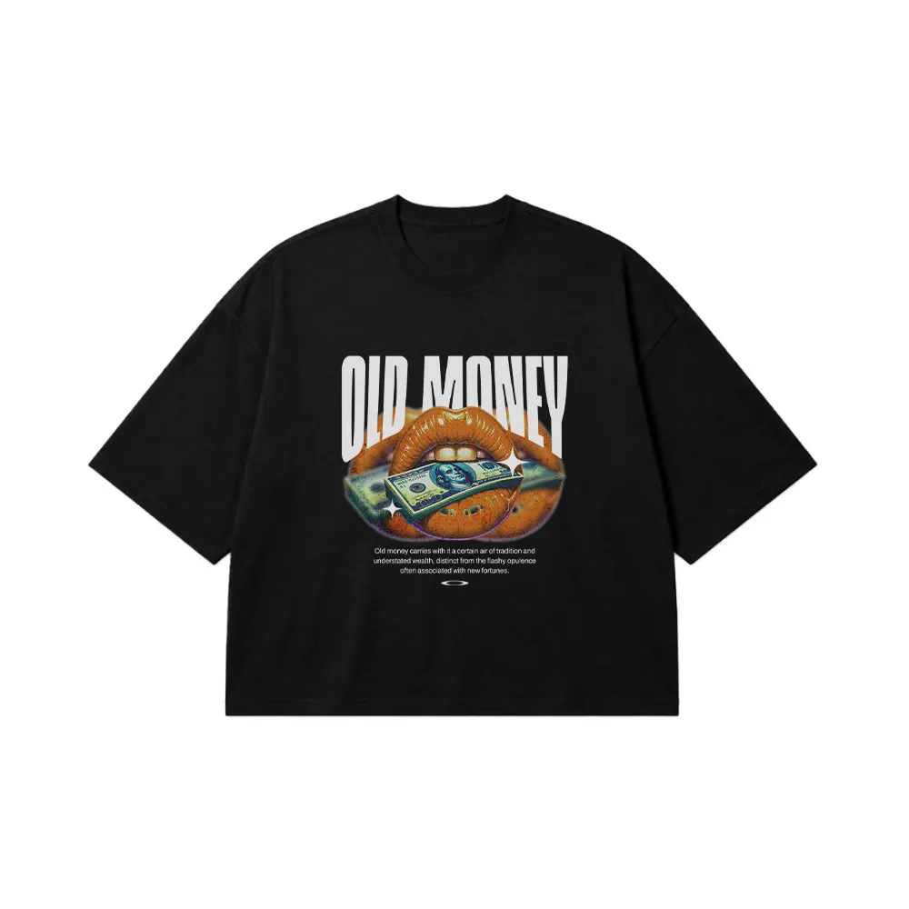 تیشرت باکسی طرح Old Money با لب و پول کد 24916