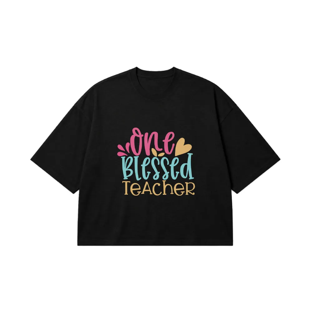 تیشرت باکسی طرح معلم One Blessed Teacher کد 24936