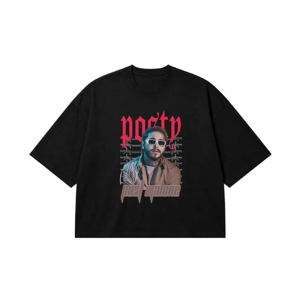 تیشرت باکسی پست مالون طرح گاتیک (Post Malone) کد 25088