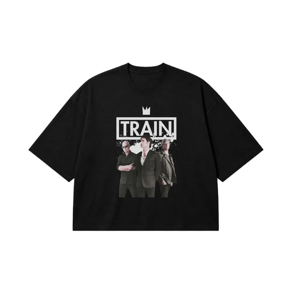 تیشرت باکسی گروه ترین طرح پرتره (Train) کد 25116