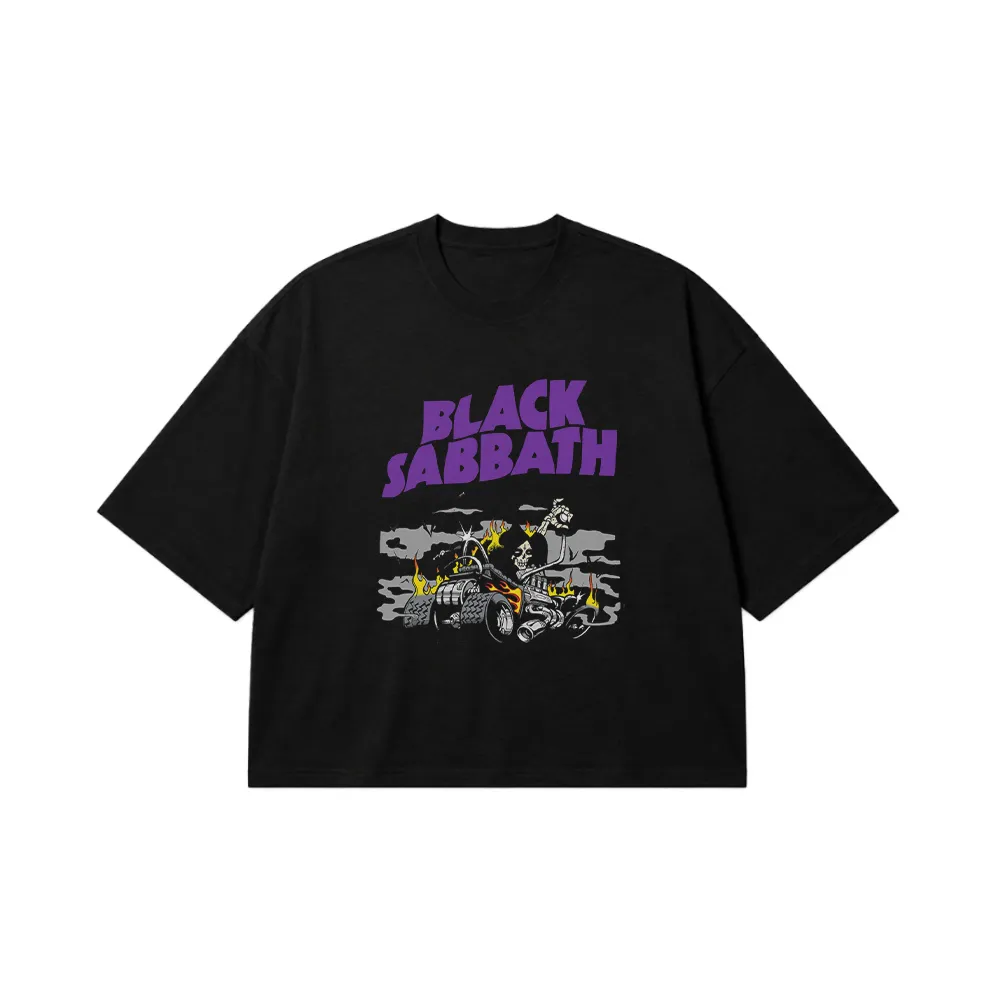 تیشرت باکسی بلک ساباث طرح ماشین آتشین (Black Sabbath) کد 25120