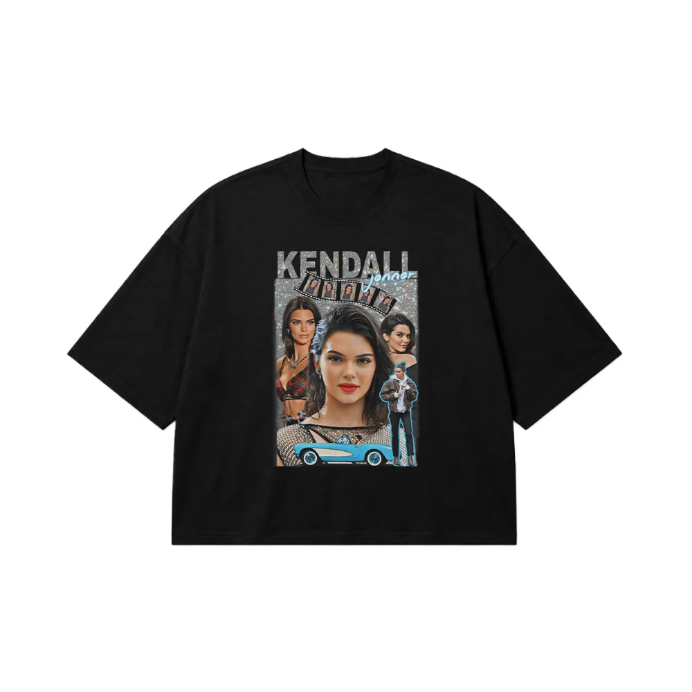 تیشرت باکسی کندال جنر طرح ماشین (Kendall Jenner) کد 25132
