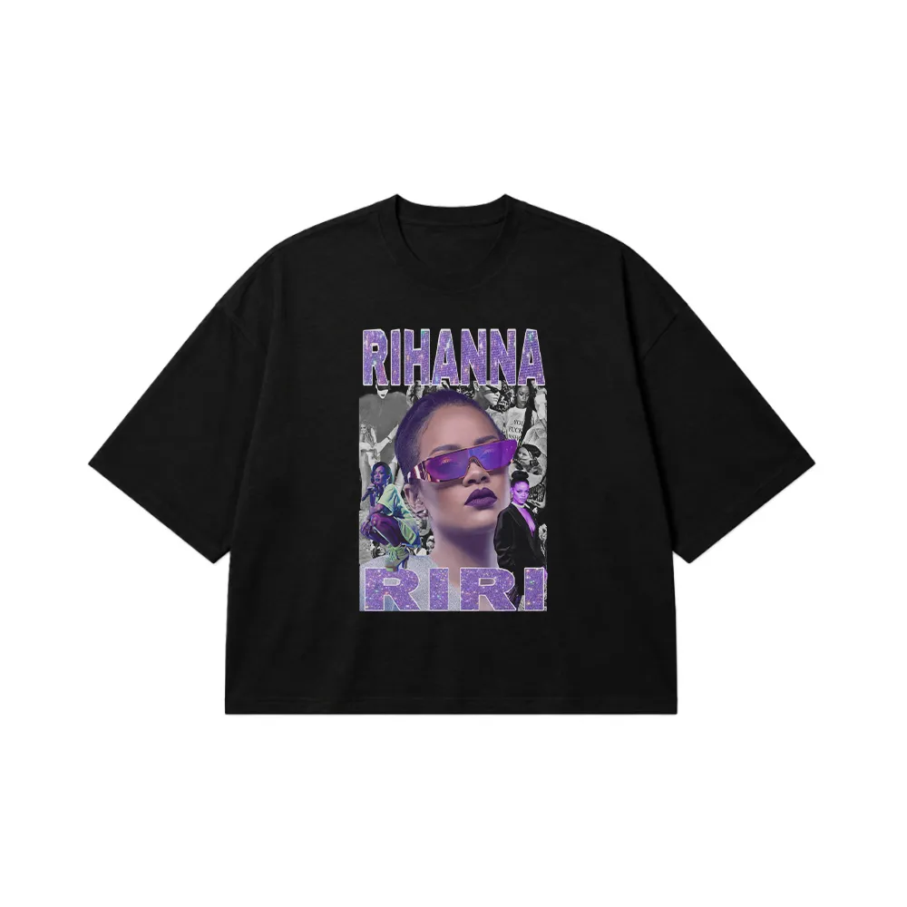 تیشرت باکسی ریحانا طرح RiRi بنفش (Rihanna) کد 25146