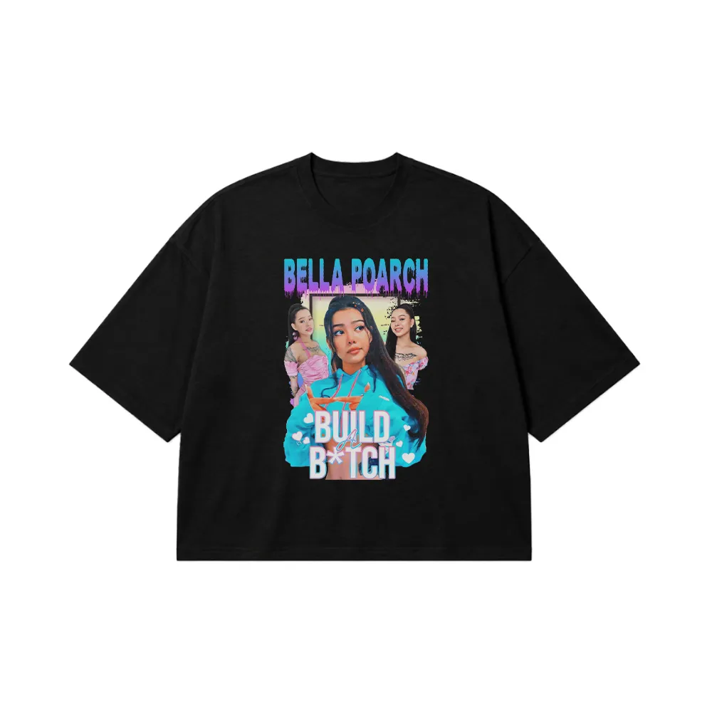 تیشرت باکسی بلا پورچ طرح Build a B*tch آبی (Bella Poarch) کد 25157