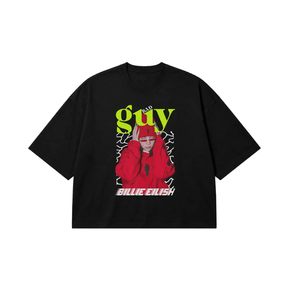 تیشرت باکسی بیلی آیلیش طرح Bad Guy قرمز (Billie Eilish) کد 25160