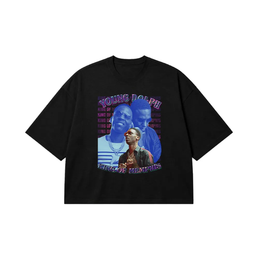 تیشرت باکسی یانگ دولف طرح آبی King of Memphis (Young Dolph) کد 25240