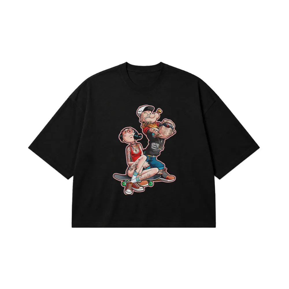 تیشرت باکسی پاپای طرح اسکیت‌بورد (Popeye) کد 26082