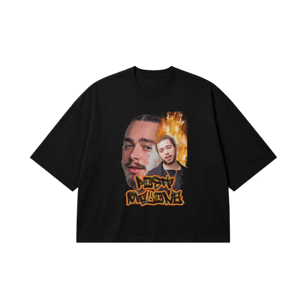 تیشرت باکسی پست مالون طرح پرتره (Post Malone) کد 26118