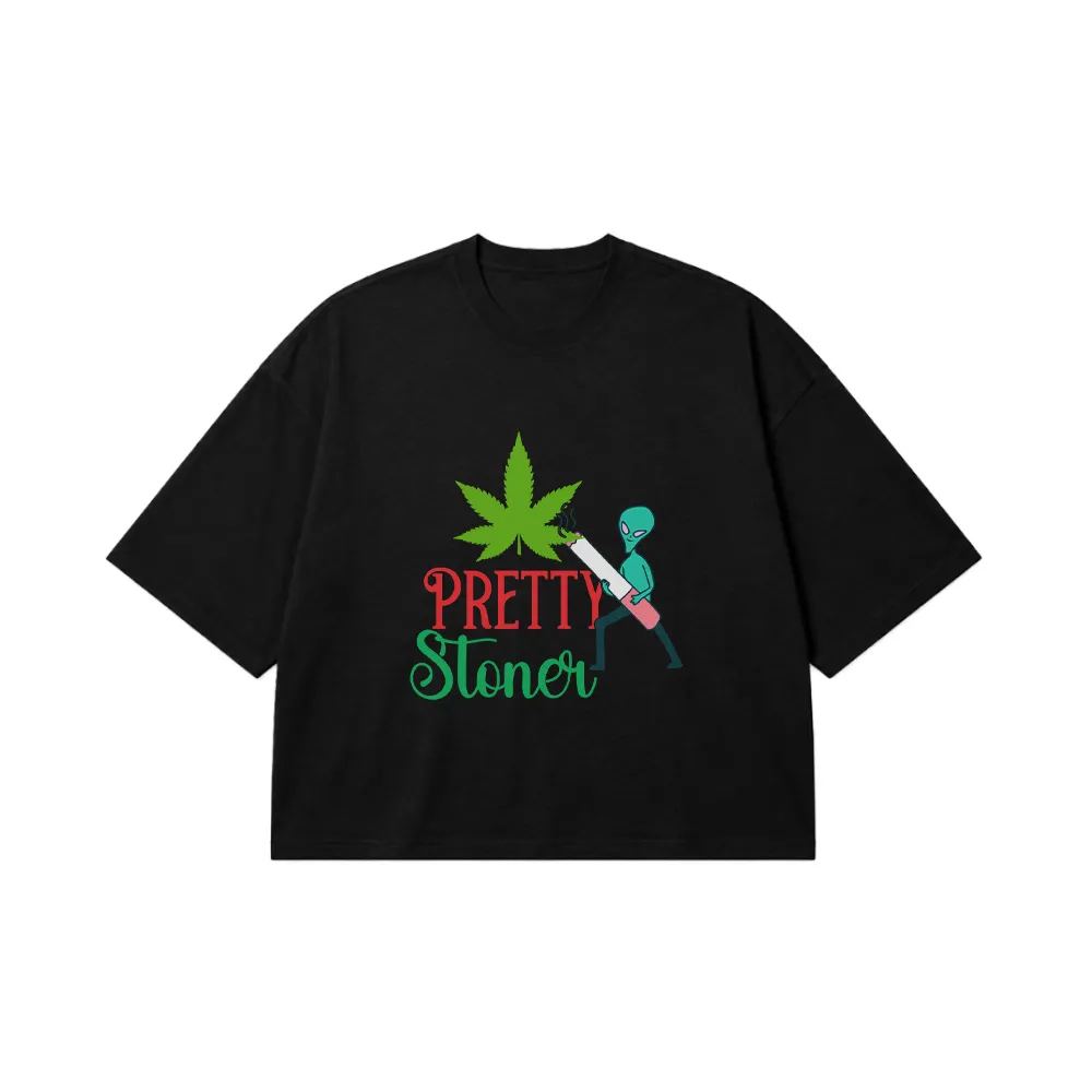 تیشرت باکسی بیگانه طرح Pretty Stoner کد 26149