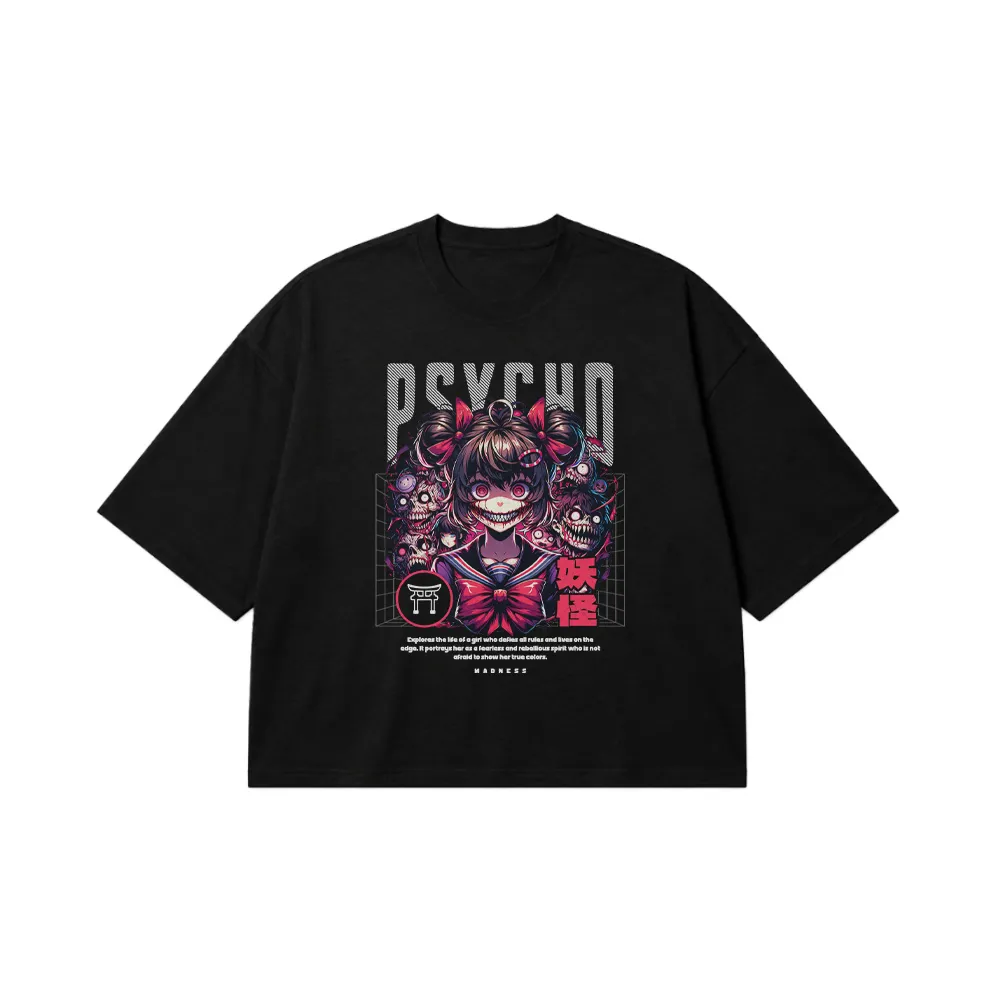 تیشرت باکسی انیمه طرح Psycho کد 26204