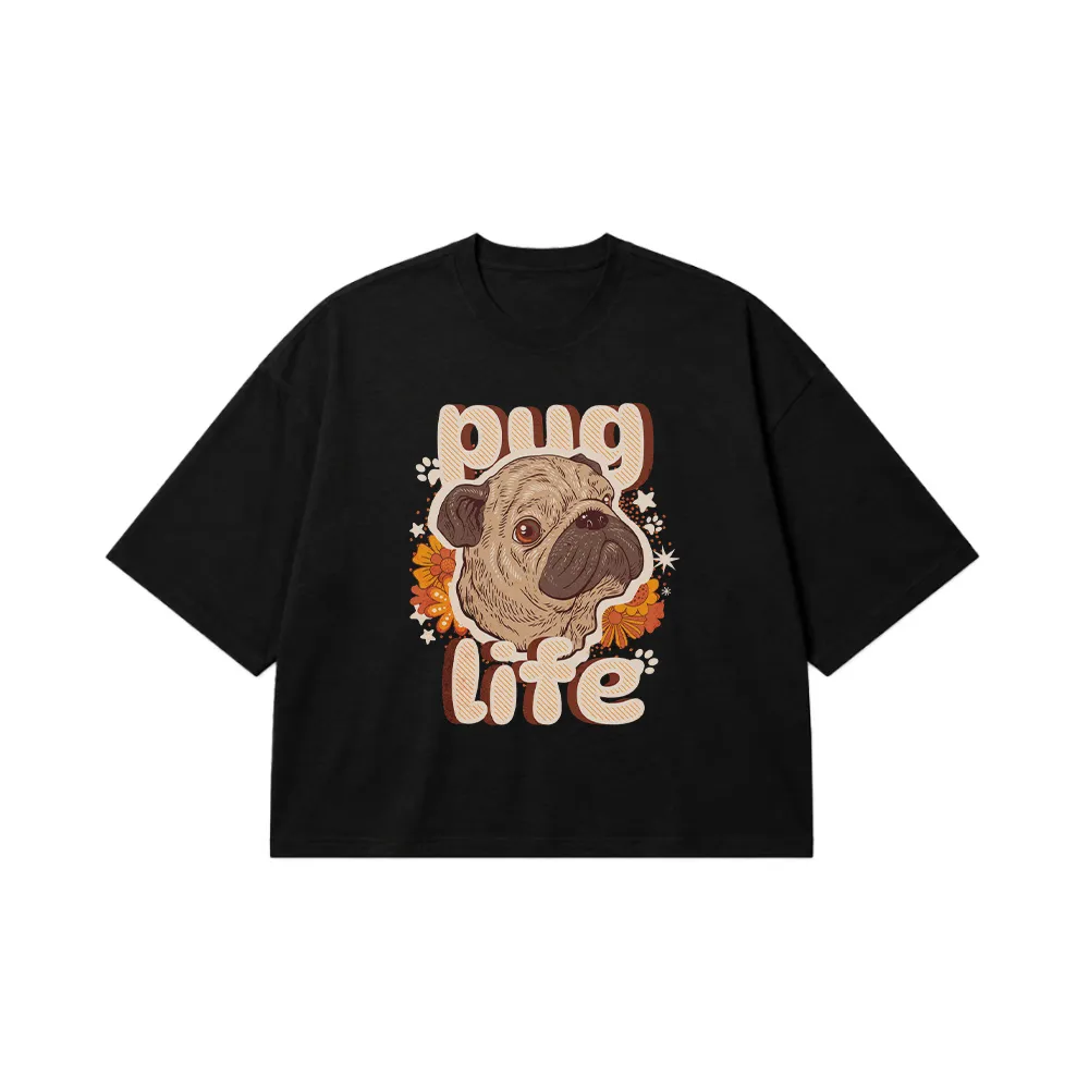 تیشرت باکسی سگ پاگ طرح Pug Life کد 26210