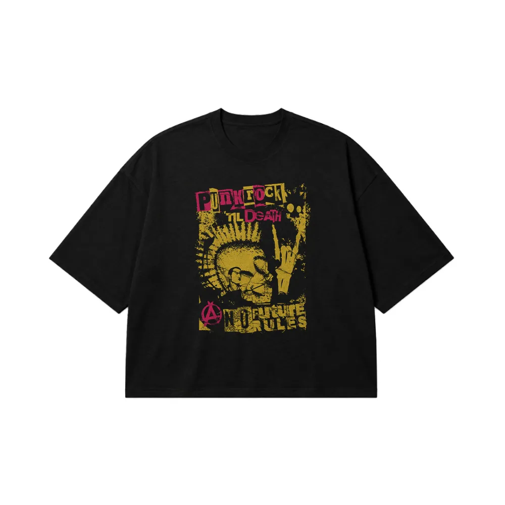 تیشرت باکسی جمجمه طرح Punk Rock Til Death کد 26225