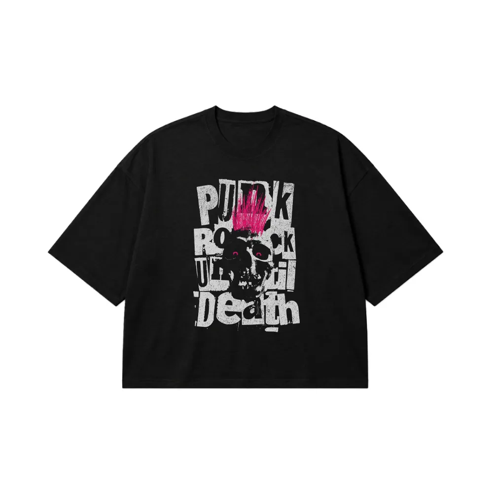 تیشرت باکسی جمجمه طرح Punk Rock Until Death کد 26226
