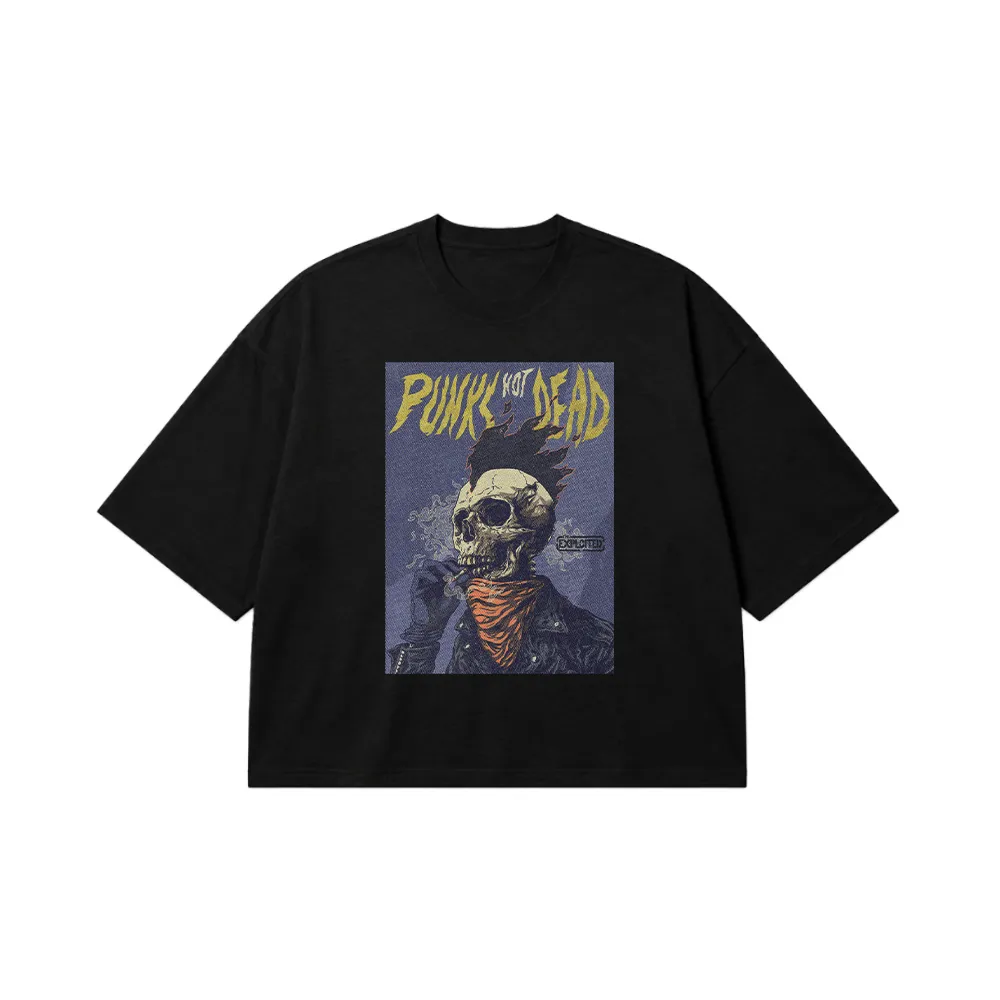 تیشرت باکسی جمجمه طرح Punks Not Dead کد 26228